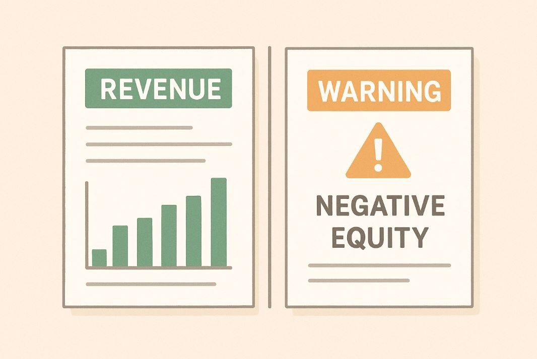 Spa business report showing high revenue but low net value.