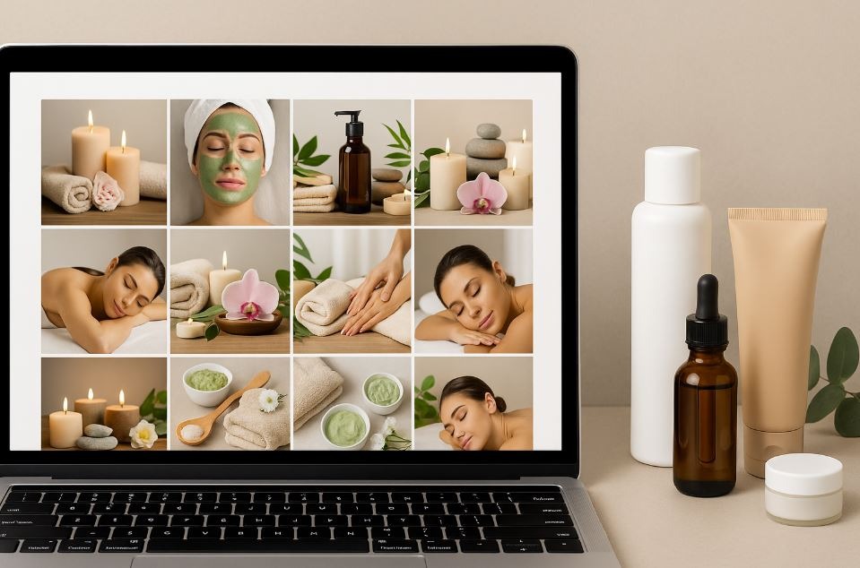 Later visual planner showing Instagram grid for a spa’s social media feed
