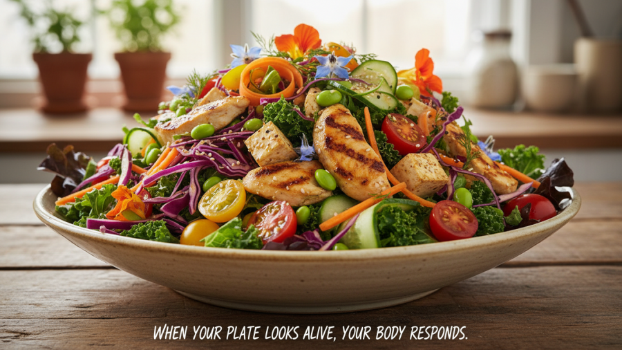 Vibrant colorful fruits and vegetables showcasing the health benefits of eating colorfully.