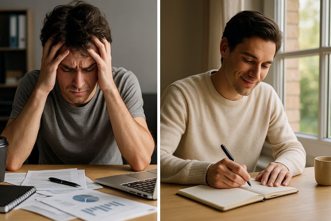 Transformation from morning stress to calm with a structured routine.