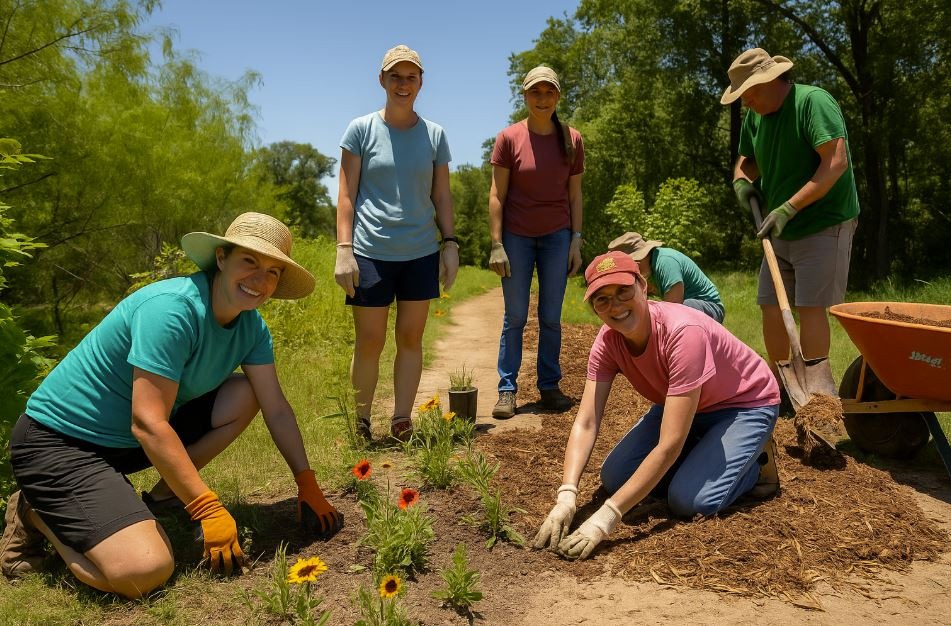 Community volunteers restoring native habitat at Effie Yeaw.
