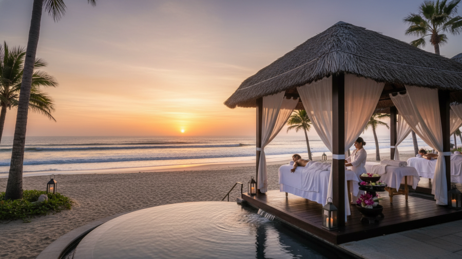 San Diego beachfront spa vs urban hotel spa showcasing contrasting relaxation environments.