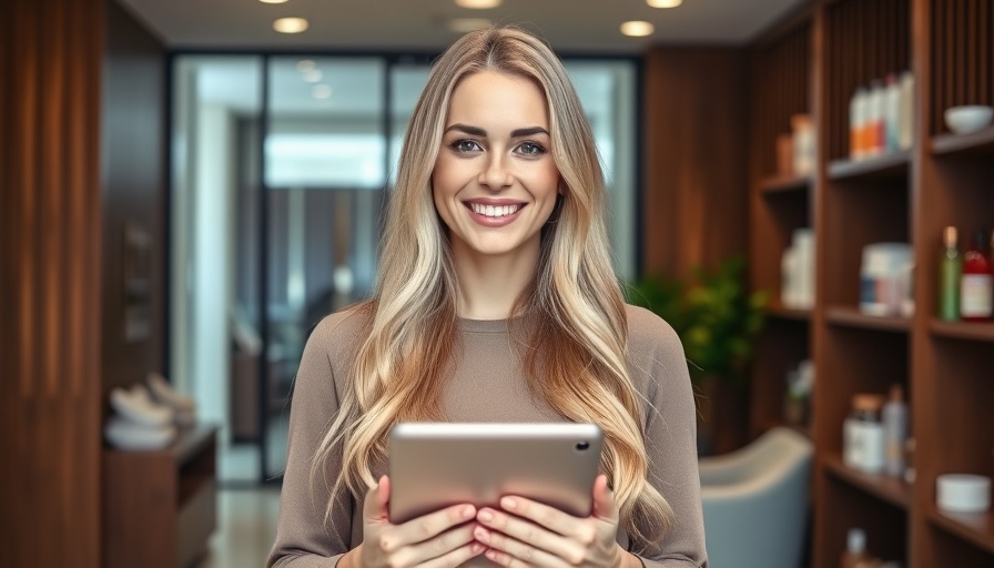Confident woman mastering online presence for wellness clients.