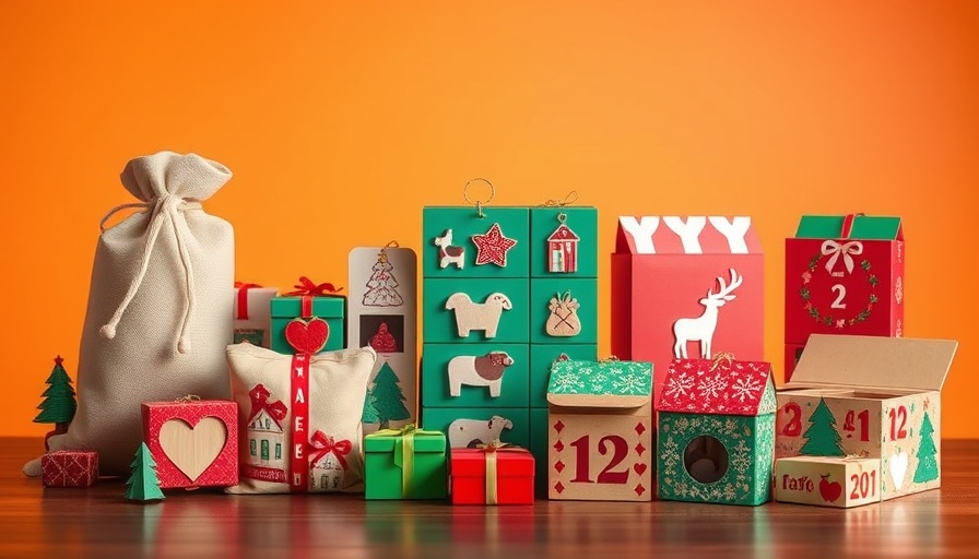 Assorted reusable advent calendars on a colorful background.