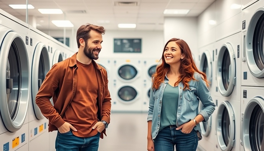 Innovative laundry center Sacramento with man and woman inside.