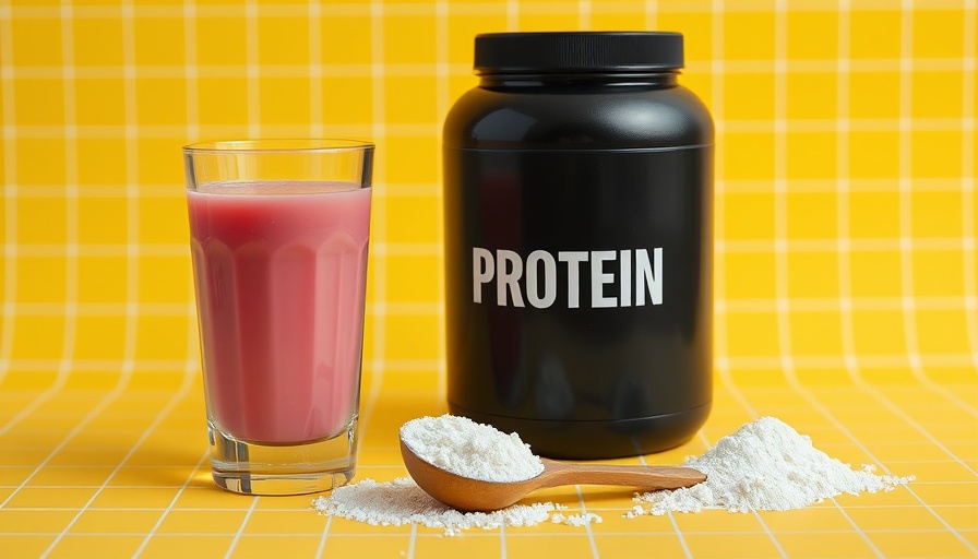 Clear protein powder with black container and pink drink.