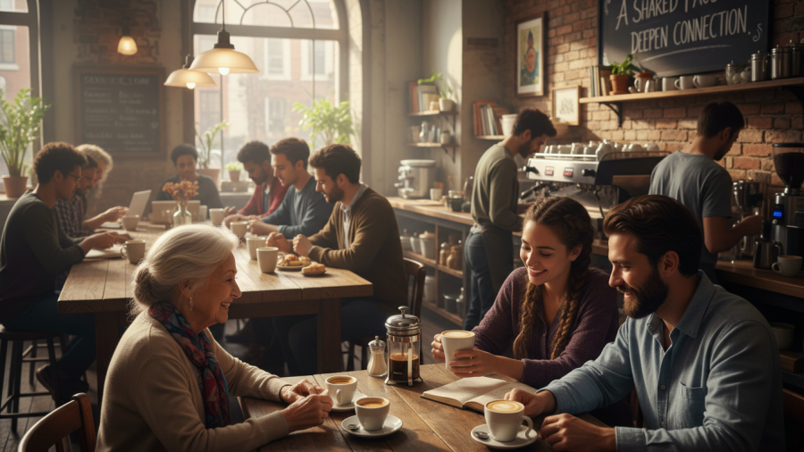 Mindful coffee ritual promoting calm in morning mindfulness routine.