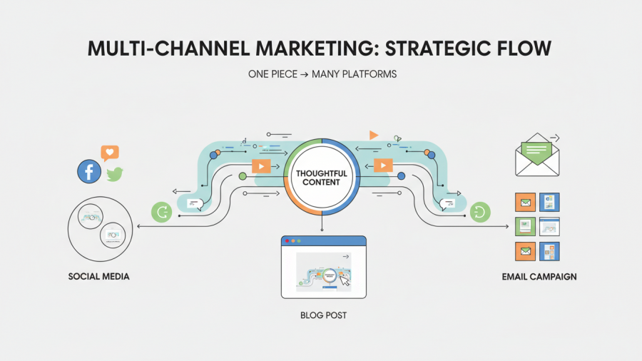 Multi-channel marketing: seamless content flow across platforms.