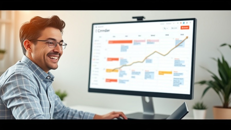 Business owner reviewing a content calendar, highlighting social media analytics tools for small businesses.