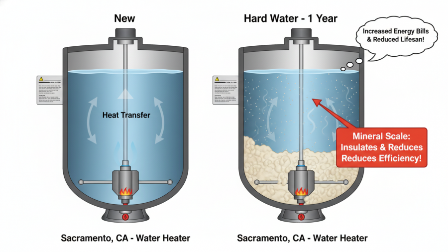 How hard water in Sacramento affects appliances and plumbing maintenance tips.