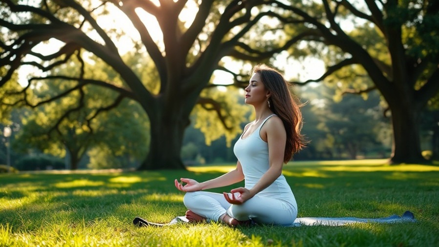 A serene woman meditating in nature, boosting self-esteem and mental health support.