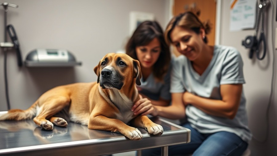 A concerned Sacramento pet owner comforts their dog during a vet visit, highlighting pet care and insurance benefits.