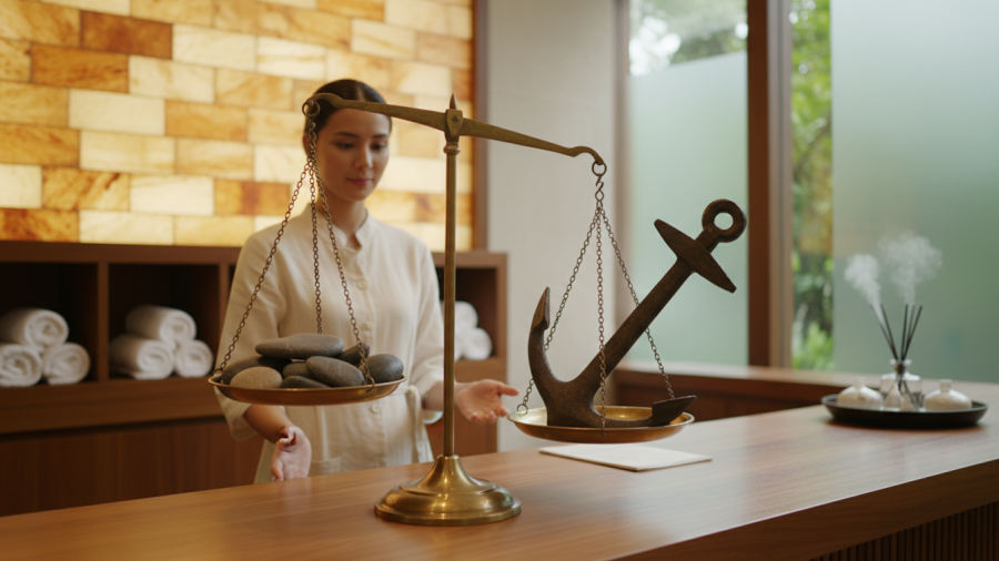 Serene spa environment emphasizing trust and relaxation.