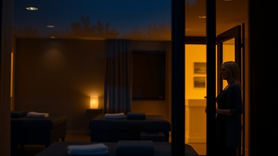 Nighttime spa window reflection; a leader finding peace and completion.