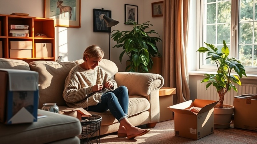 Cozy living room featuring eco-friendly shopping elements and sustainable brands.