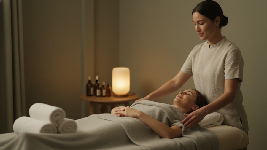 Calm spa treatment room showcasing seamless communication for an improved guest experience.