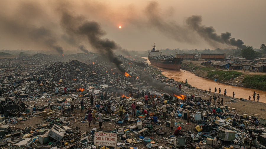 Improperly handled electronic waste highlights the need for responsible recycling and sustainable disposal.