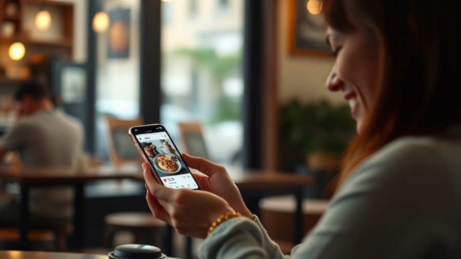 A happy customer engaging with a business's Instagram post, highlighting ideal Instagram post dimensions.