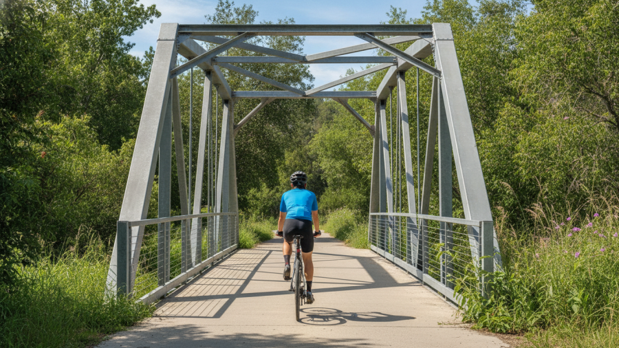 A Sacramento cyclist enjoys a vibrant ride on a sunny day, showcasing diverse cycling conditions.