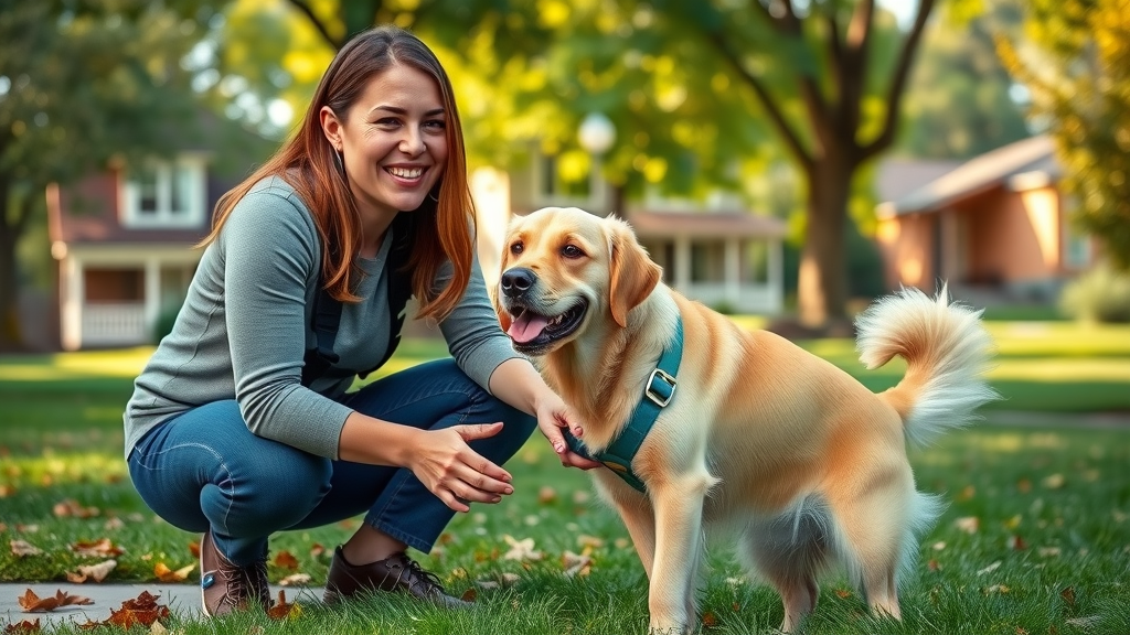 Humane dog training in Sacramento shown with trainer gently rewarding attentive dog outdoors.