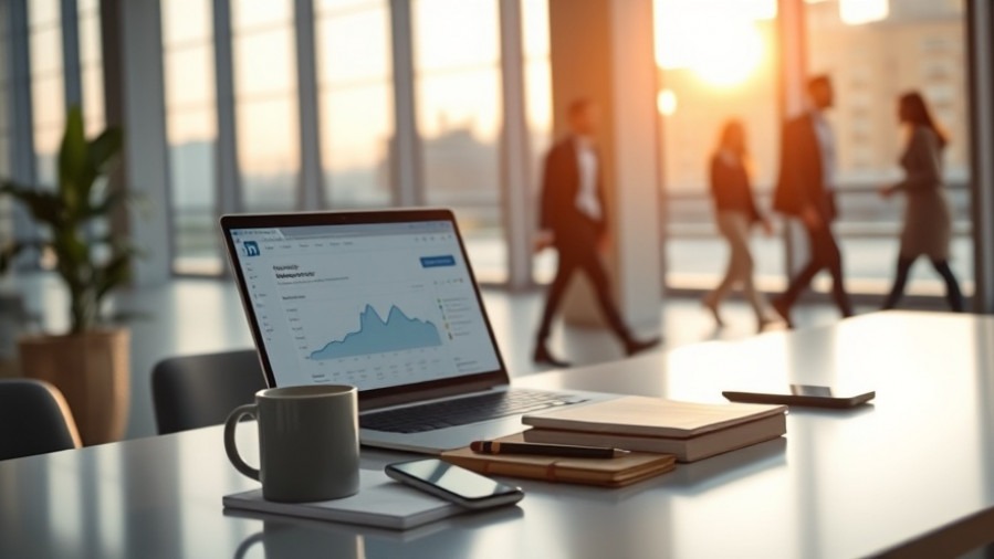 Modern office at sunrise showcasing LinkedIn timing strategy for social media engagement.