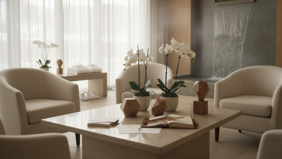 Spa interior illustrating silent questions guests ponder, enhancing customer engagement.