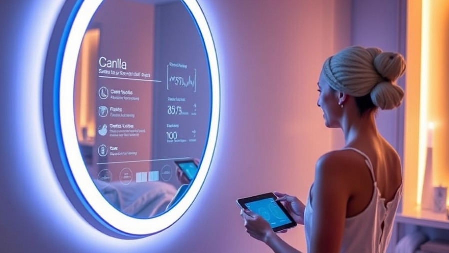 A smart mirror in a serene spa, showcasing generative AI in spas for wellness.