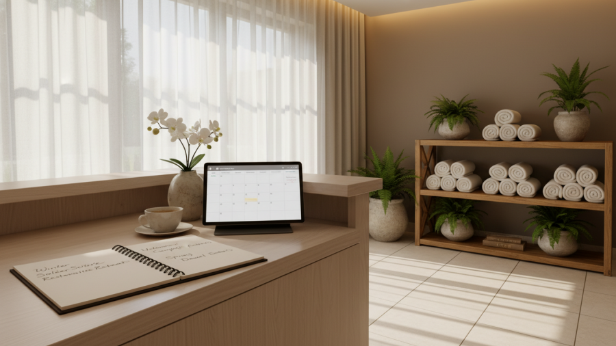 Tranquil spa interior showcasing a content marketing strategy for med spas.