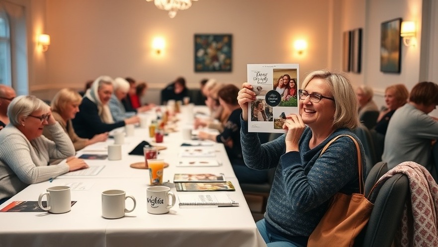 Women of all ages joyfully scrapbooking under warm lights, sharing creativity and laughter.