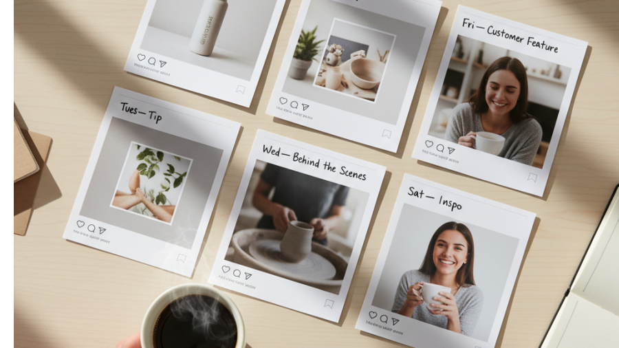 Optimizing Instagram posts for engagement growth with a weekly social media strategy plan.