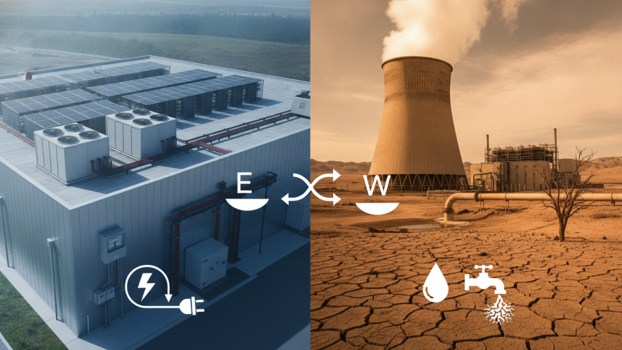 Cooling methods for data centers and the environment impact water and electricity use.