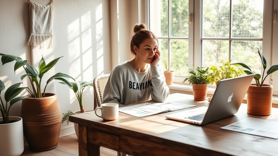Spa owner strategizing with Generative AI in Spas, charts and tea at hand.