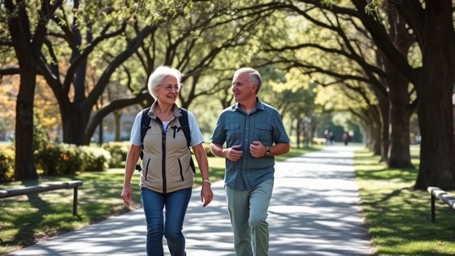 Couple in their sixties enjoying brisk walking for bone health in Sacramento.