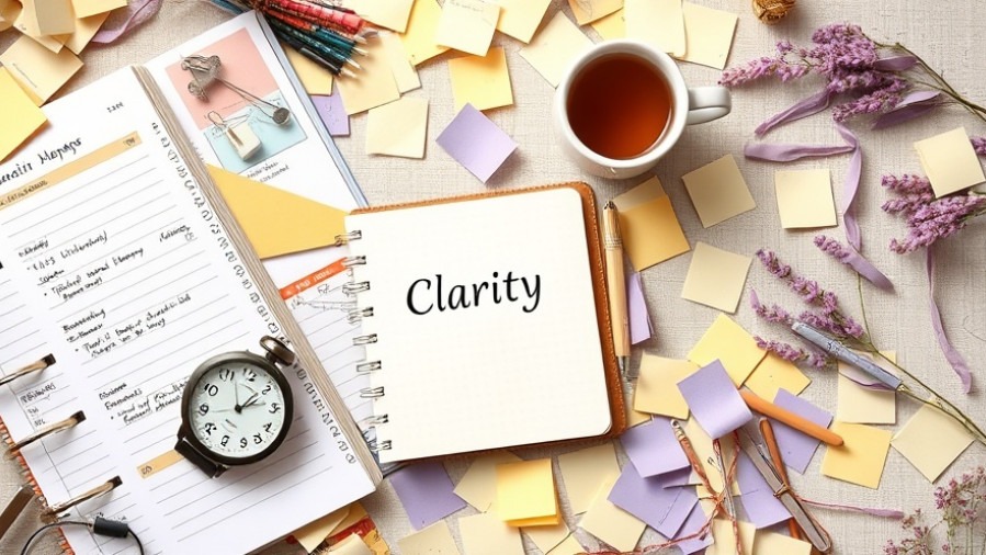 Top-down view of a busy appointment book and sticky notes, highlighting clarity.