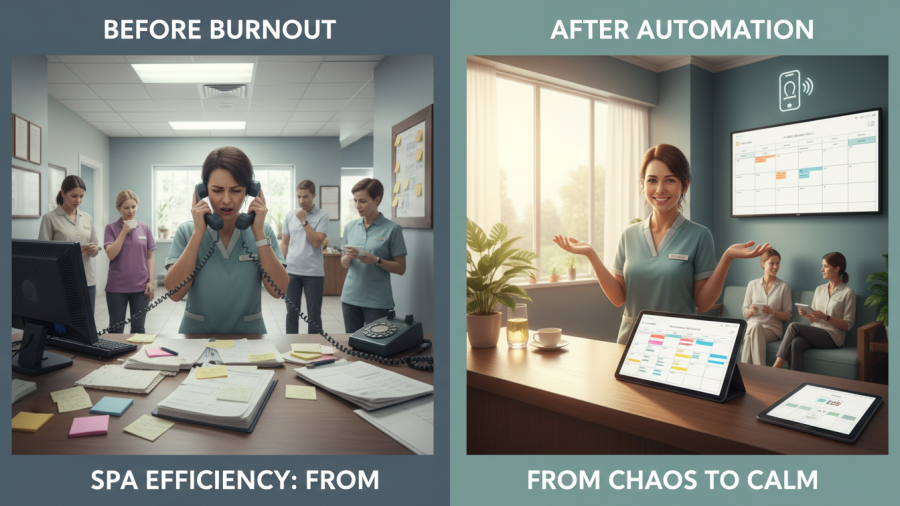 Automating phone and scheduling operations to reduce operational burnout in spas.