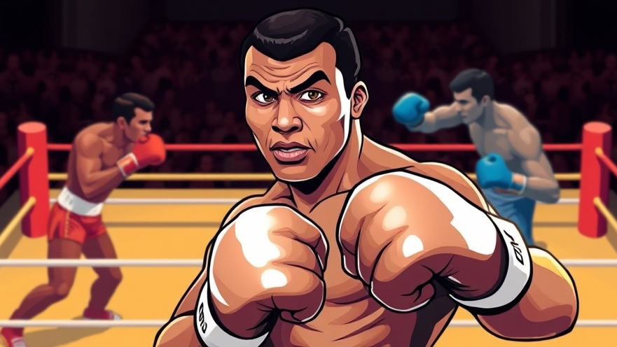 Dynamic cartoon of Muhammad Ali in a determined pose, reflecting the entrepreneurial journey.