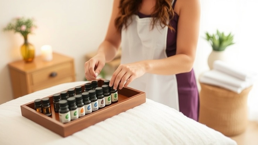 A massage therapist selects essential oils for aromatherapy, enhancing olfactory senses and emotional connection.