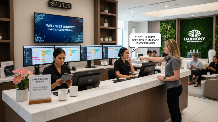 Managing operational burnout in spas with AI and front desk automation.