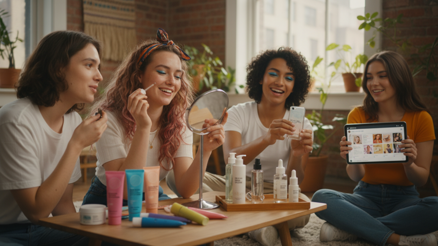 Gen Z beauty rituals with body care products highlighting avocado oil benefits.