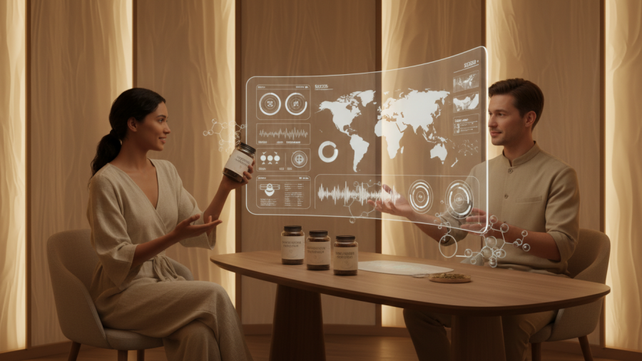 2026 spa consultation discussing stress, sleep, and energy supplements