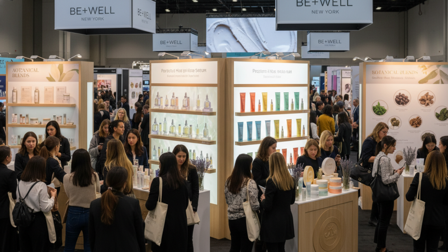 Be+Well New York showcases 2026 spa skincare trends with peptide serums and SPF products.