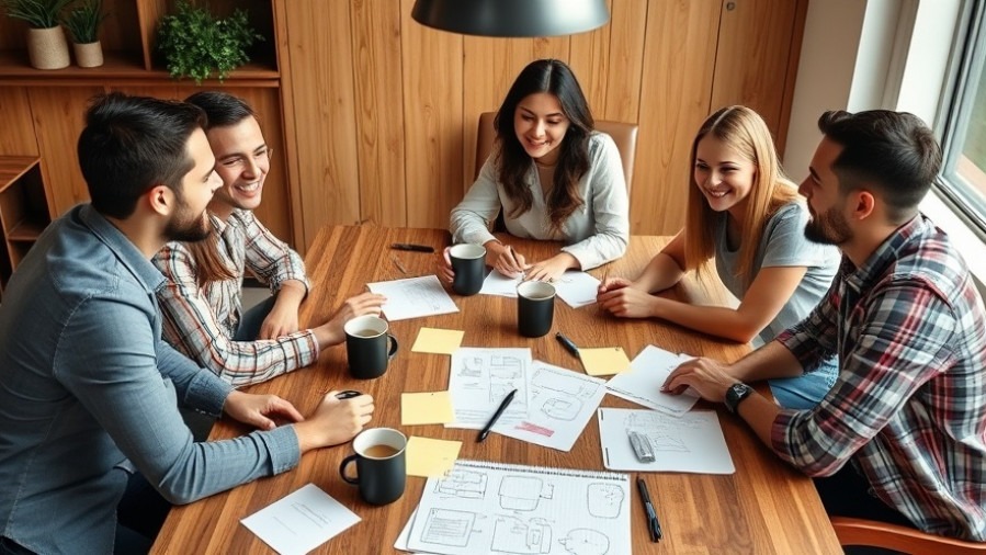 Small business team collaborating on content strategy refinement for marketing results.