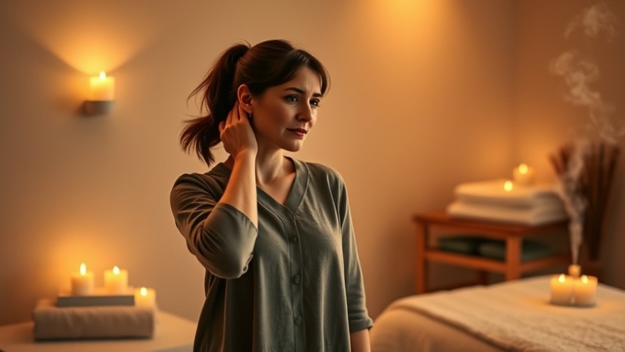 Spa owner relaxing in serene treatment room, releasing tension at dawn.