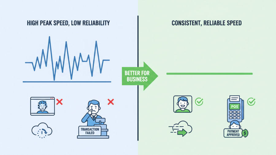 Reliable internet plans for day spas, focusing on speed consistency and cost reduction.