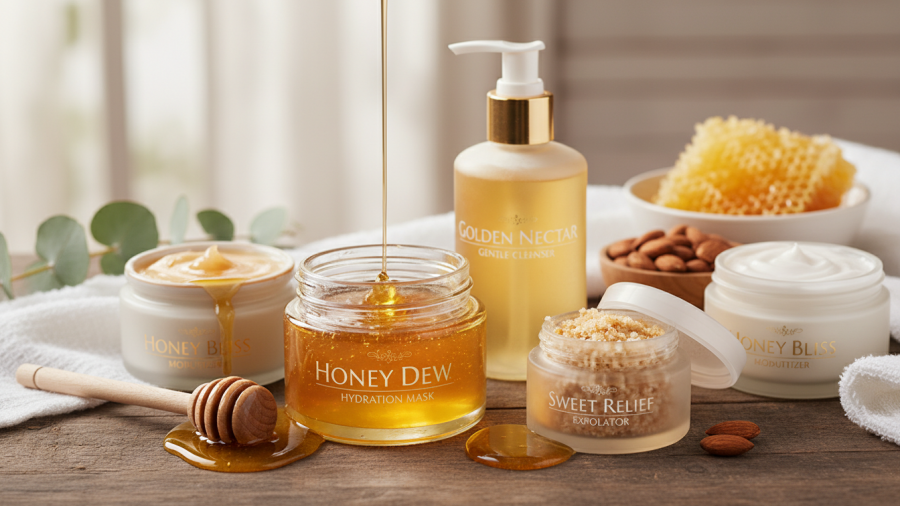 Honey skincare products for hydration and comfort in spa treatments.