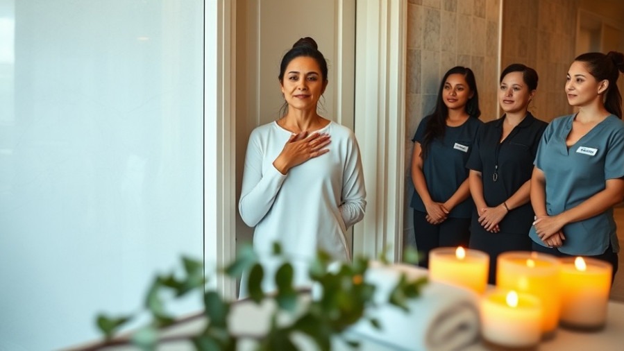 Spa leader practicing wellness routines, showcasing calm and grounded leadership.