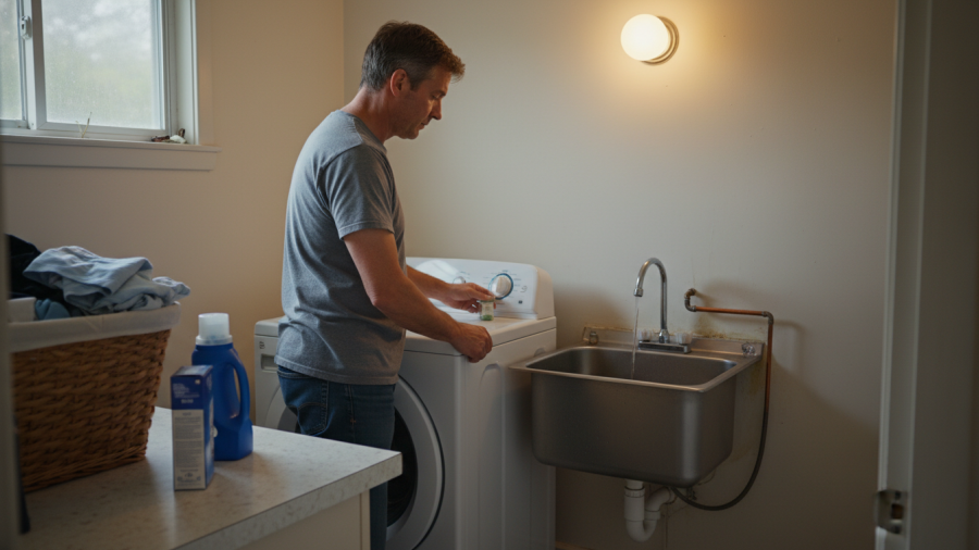 Homeowner notices signs of hidden plumbing leaks and low water pressure in Sacramento.