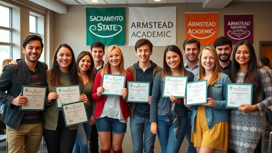 Group celebrating education equity and local youth empowerment with certificates at Sacramento State.