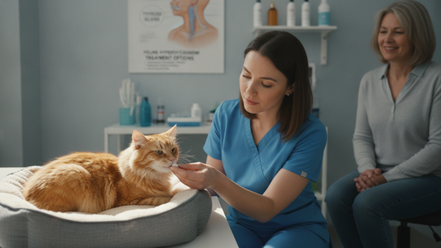 Effective treatments for hyperthyroidism in older cats losing weight but eating more.