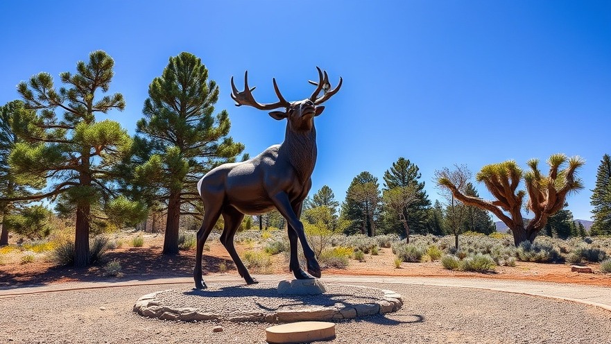 Bronze elk sculpture in high desert, capturing the wild spirit of northern New Mexico.